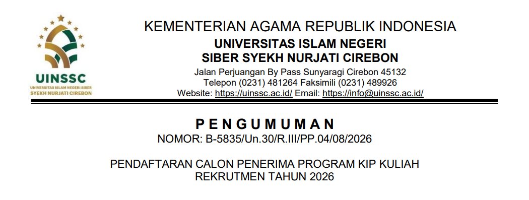 Pengumuman Pendaftaran Calon Penerima Program KIP Kuliah Rekrutmen Tahun 2026